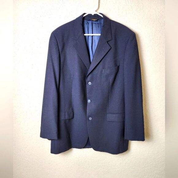 Brooks Brothers Brooksease Wool Blazer Mens Navy Blue Size 44L - Picture 1 of 7